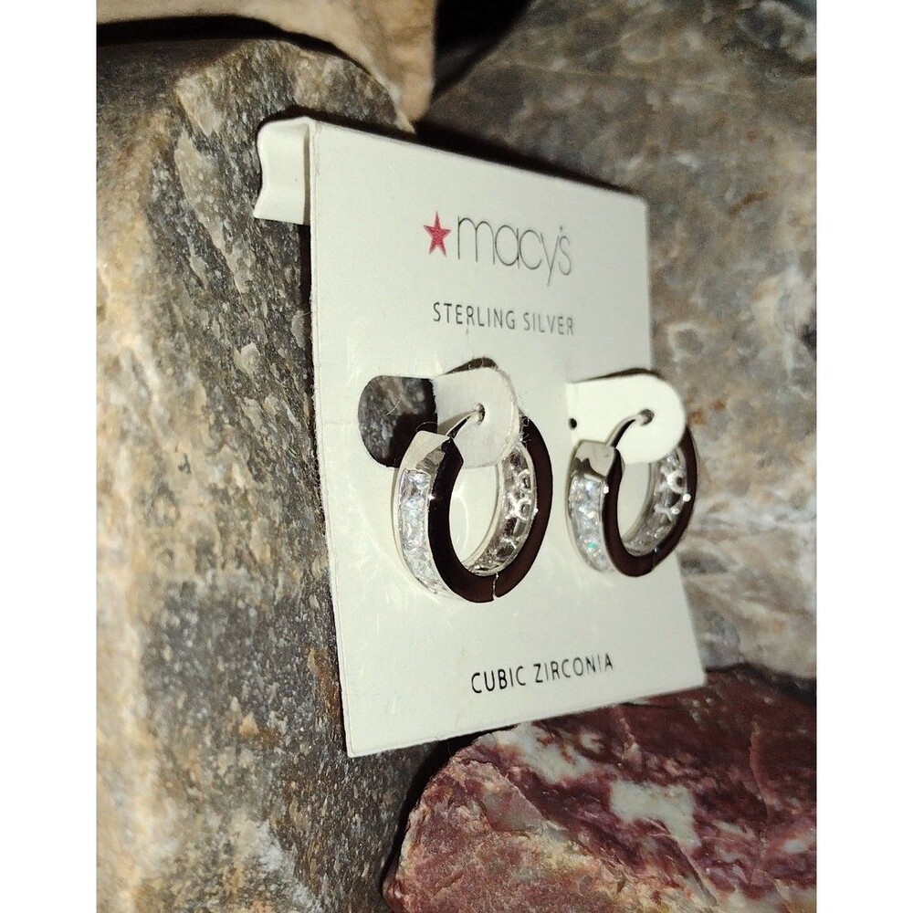 Macy's Sterling Silver Cubic Zirconia Scroll Hoop Earrings